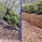 Pressure Washing wood wall Before and after